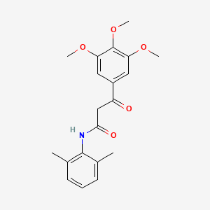 molecular formula C20H23NO5 B12811888 2',6'-Acetoxylidide, 2-(3,4,5-trimethoxybenzoyl)- CAS No. 23771-20-2