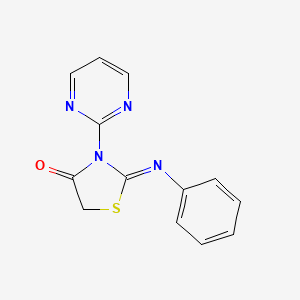 molecular formula C13H10N4OS B12811895 (2Z)-2-(Phenylimino)-3-pyrimidin-2-yl-1,3-thiazolidin-4-one CAS No. 58930-42-0