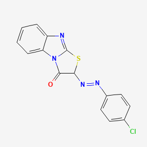 molecular formula C15H9ClN4OS B12811971 2-((E)-(4-Chlorophenyl)diazenyl)(1,3)thiazolo(3,2-a)benzimidazol-3(2H)-one CAS No. 30065-13-5