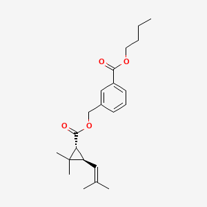 molecular formula C22H30O4 B12812082 Benzoic acid, 3-((((2-2,dimethyl-3-(2-methyl-1-propenyl)cyclopropyl)carbonyl)oxy)methyl)-, butyl ester, (1R-trans)- CAS No. 128347-64-8