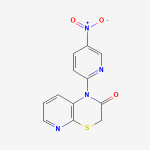 molecular formula C12H8N4O3S B12812185 1H-Pyrido(2,3-b)(1,4)thiazin-2(3H)-one, 1-(5-nitro-2-pyridinyl)- CAS No. 60781-04-6