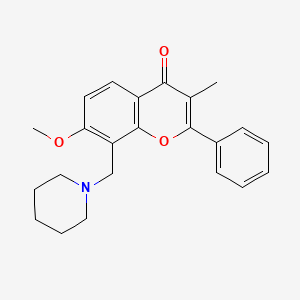 molecular formula C23H25NO3 B12812197 Flavone, 7-methoxy-3-methyl-8-(piperidinomethyl)- CAS No. 86073-53-2