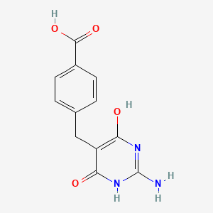 molecular formula C12H11N3O4 B12812263 Benzoic acid, 4-((2-amino-1,4-dihydro-6-hydroxy-4-oxo-5-pyrimidinyl)methyl)- CAS No. 80305-92-6