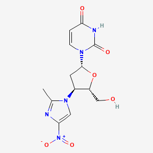 molecular formula C13H15N5O6 B12812335 Uridine, 2',3'-dideoxy-3'-(2-methyl-4-nitro-1H-imidazol-1-yl)- CAS No. 132149-49-6