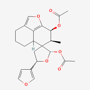 Spiro(furan-3(2H),6'-(6H)naphtho(1,8-bc)furan)-2,8'-diol, 5-(3-furanyl)-3',4,4',5,5',5'a,7',8'-octahydro-7'-methyl-, diacetate, (5'aS-(5'aalpha,6'beta(2R*,5R*),7'beta,8'beta))-