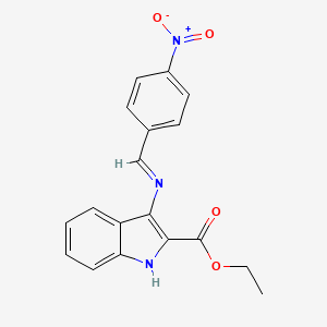 3-(((4-Nitrophenyl)methylene)amino)-1H-indole-2-carboxylic acid, ethyl ester