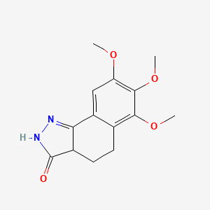 molecular formula C14H16N2O4 B12812398 6,7,8-Trimethoxy-2,3a,4,5-tetrahydro-3H-benzo(g)indazol-3-one CAS No. 57897-24-2