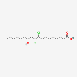 molecular formula C18H34Cl2O3 B12812520 9,10-Dichloro-12-hydroxyoctadecanoic acid CAS No. 97659-36-4