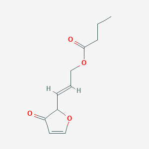 molecular formula C11H14O4 B12812579 3-(3-Oxo-2,3-dihydrofuran-2-yl)allyl butyrate 