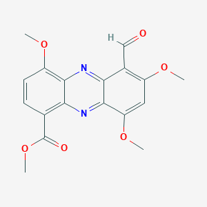 molecular formula C18H16N2O6 B12812640 Methyl 6-formyl-4,7,9-trimethoxyphenazine-1-carboxylate CAS No. 26786-86-7