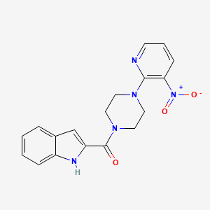 molecular formula C18H17N5O3 B12812764 Piperazine, 1-(1H-indol-2-ylcarbonyl)-4-(3-nitro-2-pyridinyl)- CAS No. 136816-99-4