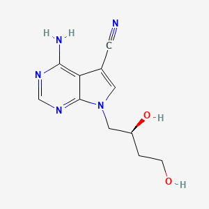 molecular formula C11H13N5O2 B12812952 7H-Pyrrolo(2,3-d)pyrimidine-5-carbonitrile, 4-amino-7-(2,4-dihydroxybutyl)-, (S)- CAS No. 127945-91-9