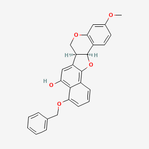 molecular formula C27H22O5 B12813155 (2S,11S)-7-methoxy-18-phenylmethoxy-4,12-dioxapentacyclo[11.8.0.02,11.05,10.014,19]henicosa-1(21),5(10),6,8,13,15,17,19-octaen-20-ol CAS No. 184900-61-6