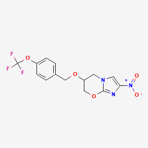 molecular formula C14H12F3N3O5 B12813162 (6S)-6,7-Dihydro-2-nitro-6-[[4-(trifluoromethoxy)phenyl]methoxy]-5H-imidazo[2,1-b][1,3]oxazine 