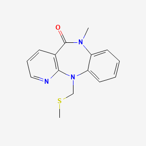 molecular formula C15H15N3OS B12813165 N6-Methyl-N11-(methylthio)methyl-6,11-dihydro-5H-pyrido(2,3-b)(1,5)benzodiazepin-5-one CAS No. 133626-59-2