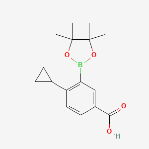 molecular formula C16H21BO4 B12813197 4-Cyclopropyl-3-(4,4,5,5-tetramethyl-1,3,2-dioxaborolan-2-yl)benzoic acid 