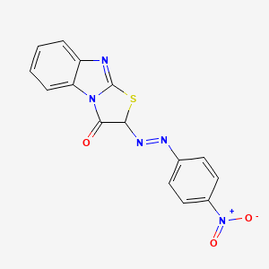 molecular formula C15H9N5O3S B12813228 2-((E)-(4-Nitrophenyl)diazenyl)(1,3)thiazolo(3,2-a)benzimidazol-3(2H)-one CAS No. 21578-54-1