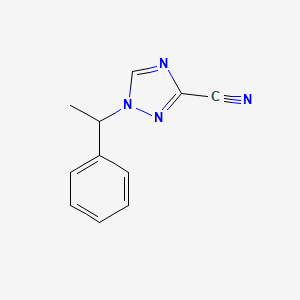 molecular formula C11H10N4 B12813247 1-(1-Phenylethyl)-1H-1,2,4-triazole-3-carbonitrile 