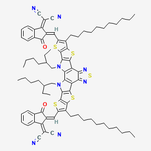 molecular formula C82H90N8O2S5 B12813299 2-[(2Z)-2-[[23-[(Z)-[1-(dicyanomethylidene)-3-oxoinden-2-ylidene]methyl]-3,27-bis(2-ethylhexyl)-8,22-di(undecyl)-6,10,15,20,24-pentathia-3,14,16,27-tetrazaoctacyclo[16.9.0.02,12.04,11.05,9.013,17.019,26.021,25]heptacosa-1(18),2(12),4(11),5(9),7,13,16,19(26),21(25),22-decaen-7-yl]methylidene]-3-oxoinden-1-ylidene]propanedinitrile 