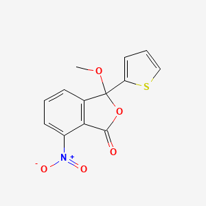 molecular formula C13H9NO5S B12813311 7-(Hydroxy(oxido)amino)-3-methoxy-3-(2-thienyl)-2-benzofuran-1(3H)-one CAS No. 7499-78-7