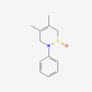 molecular formula C12H15NOS B12813388 4,5-Dimethyl-2-phenyl-3,6-dihydro-2H-1,2-thiazine 1-oxide CAS No. 13616-69-8