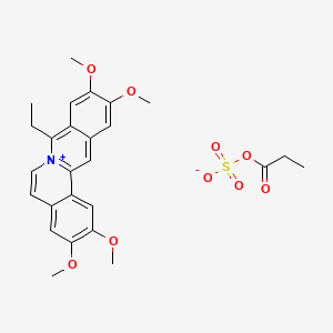 molecular formula C26H29NO9S B12813437 Homocoralyne sulfopropionate CAS No. 51865-95-3