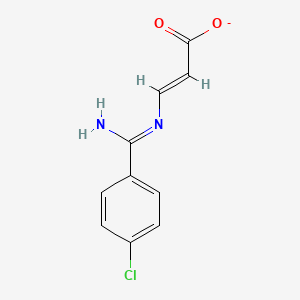 molecular formula C10H8ClN2O2- B12813474 3-((Amino(4-chlorophenyl)methylene)amino)acrylate 