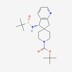 molecular formula C21H33N3O3S B12813496 tert-Butyl (S)-5-(((R)-tert-butylsulfinyl)amino)-5,7-dihydrospiro[cyclopenta[b]pyridine-6,4'-piperidine]-1'-carboxylate 