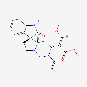 molecular formula C22H26N2O4 B12813510 methyl (E)-2-[(3S,7'S,8'aS)-6'-ethenyl-2-oxospiro[1H-indole-3,1'-3,5,6,7,8,8a-hexahydro-2H-indolizine]-7'-yl]-3-methoxyprop-2-enoate 