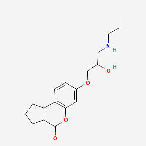 molecular formula C18H23NO4 B12813565 7-[2-Hydroxy-3-(propylamino)propoxy]-2,3-dihydrocyclopenta[c]chromen-4(1H)-one CAS No. 84229-49-2