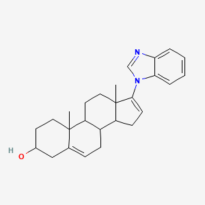 molecular formula C26H32N2O B12813577 17-(benzimidazol-1-yl)-10,13-dimethyl-2,3,4,7,8,9,11,12,14,15-decahydro-1H-cyclopenta[a]phenanthren-3-ol 