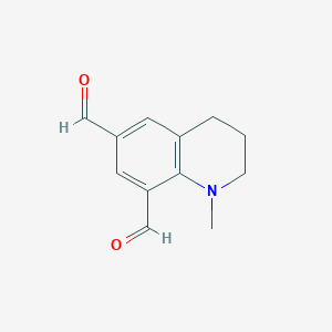molecular formula C12H13NO2 B1281362 1-Methyl-1,2,3,4-tetrahydroquinoline-6,8-dicarbaldehyde 