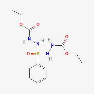 molecular formula C12H19N4O5P B12813648 ethyl N-[[(2-ethoxycarbonylhydrazino)-phenyl-phosphoryl]amino]carbamate CAS No. 54529-71-4