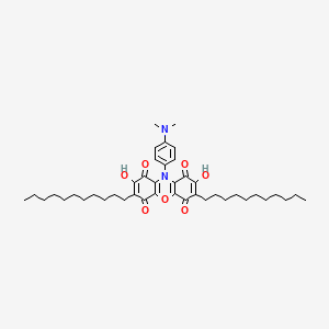 molecular formula C42H58N2O7 B12813653 10-(4-(Dimethylamino)phenyl)-2,8-dihydroxy-3,7-diundecyl-1H-phenoxazine-1,4,6,9(10H)-tetrone CAS No. 3947-67-9