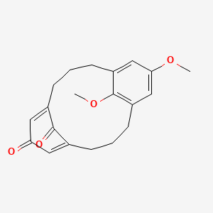 molecular formula C20H22O4 B12813660 15,17-Dimethoxytricyclo(11.3.1.1(5,9))octadeca-1(17),5,8,13,15-pentaene-7,18-dione CAS No. 71461-29-5