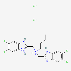 molecular formula C20H21Cl6N5 B12813698 2,2'-(N-Butyliminodimethylene)bis(5,6-dichlorobenzimidazole) dihydrochloride CAS No. 102516-87-0