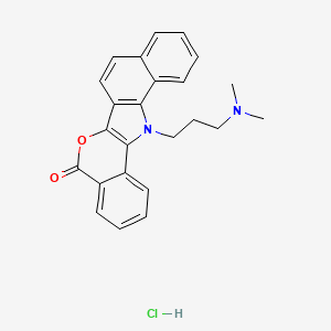 molecular formula C24H23ClN2O2 B12813744 Benzo(g)(2)benzopyrano(4,3-b)indol-5(13H)-one, 13-(3-(dimethylamino)propyl)-, monohydrochloride CAS No. 139214-11-2