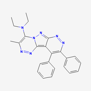 molecular formula C24H23N7 B12813863 N,N-diethyl-5-methyl-12,13-diphenyl-3,4,7,8,10,11-hexazatricyclo[7.4.0.02,7]trideca-1,3,5,8,10,12-hexaen-6-amine CAS No. 64781-63-1