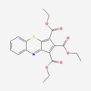 molecular formula C20H19NO6S B12813968 Triethyl cyclopenta(b)(1,4)benzothiazine-1,2,3-tricarboxylate CAS No. 51666-81-0