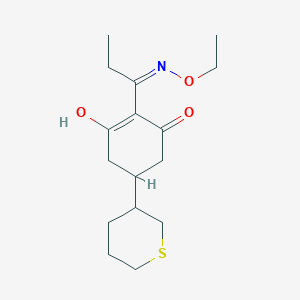 molecular formula C16H25NO3S B12814000 2-(1-(Ethoxyimino)propyl)-3-hydroxy-5-(tetrahydro-2h-thiopyran-3-yl)cyclohex-2-en-1-one 