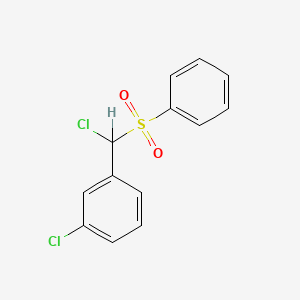 molecular formula C13H10Cl2O2S B12814097 1-Chloro-3-(chloro(phenylsulfonyl)methyl)benzene CAS No. 41037-75-6