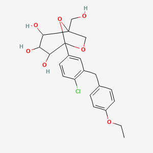 molecular formula C22H25ClO7 B12814141 5-[4-chloro-3-[(4-ethoxyphenyl)methyl]phenyl]-1-(hydroxymethyl)-6,8-dioxabicyclo[3.2.1]octane-2,3,4-triol 