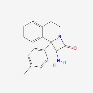 molecular formula C18H18N2O B12814335 1-Amino-9b-(4-methylphenyl)-1,4,5,9b-tetrahydro-2H-azeto(2,1-a)isoquinolin-2-one CAS No. 62333-79-3