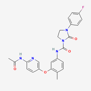 N-(3-((6-Acetamidopyridin-3-yl)oxy)-4-methylphenyl)-3-(4-fluorophenyl)-2-oxoimidazolidine-1-carboxamide