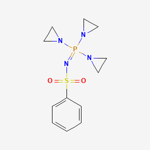 molecular formula C12H17N4O2PS B12814451 N-[tris(aziridin-1-yl)-lambda5-phosphanylidene]benzenesulfonamide CAS No. 4411-74-9