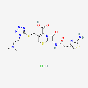 7-[[2-(2-Aminothiazol-4-yl)acetyl]amino]-3-[[1-[2-(dimethylamino)ethyl]tetrazol-5-yl]sulfanylmethyl]-8-oxo-5-thia-1-azabicyclo[4.2.0]oct-2-ene-2-carboxylic acid hydrochloride