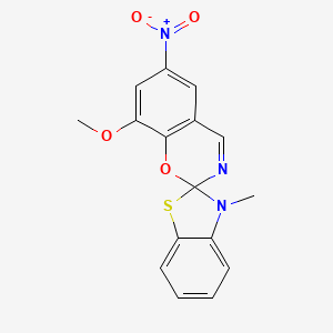 molecular formula C16H13N3O4S B12814524 8'-Methoxy-3-methyl-6'-nitrospiro[1,3-benzothiazole-2,2'-1,3-benzoxazine] CAS No. 32432-60-3