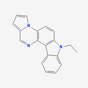 molecular formula C19H15N3 B12814569 9-ethyl-9,14,20-triazapentacyclo[11.7.0.02,10.03,8.014,18]icosa-1(13),2(10),3,5,7,11,15,17,19-nonaene CAS No. 82983-03-7