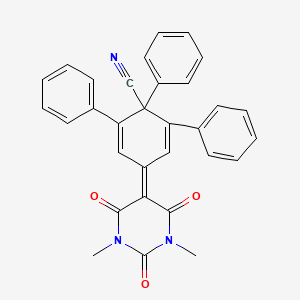 4-(1,3-Dimethyl-2,4,6-trioxo-1,3-diazinan-5-ylidene)-1,2,6-triphenylcyclohexa-2,5-diene-1-carbonitrile