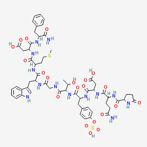 H-DL-Pyr-DL-Gln-DL-Asp-DL-Tyr(SO3H)-DL-xiThr-Gly-DL-Trp-DL-Met-DL-Asp-DL-Phe-NH2